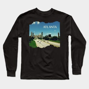 Cool photography of Atlanta Georgia skyline blue sky USA city break Long Sleeve T-Shirt